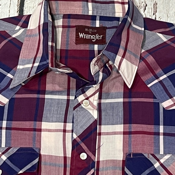 Wrangler Plaid Short Sleeve Cowboy Pearl Snap Rancher Rodeo Country Music Shirt - Picture 3 of 5